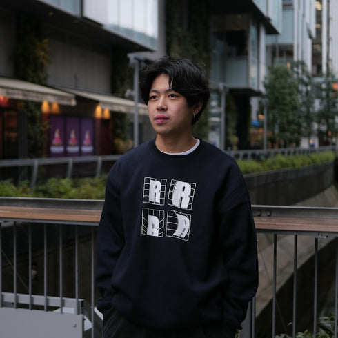 R logo grid sweatshirt Navy